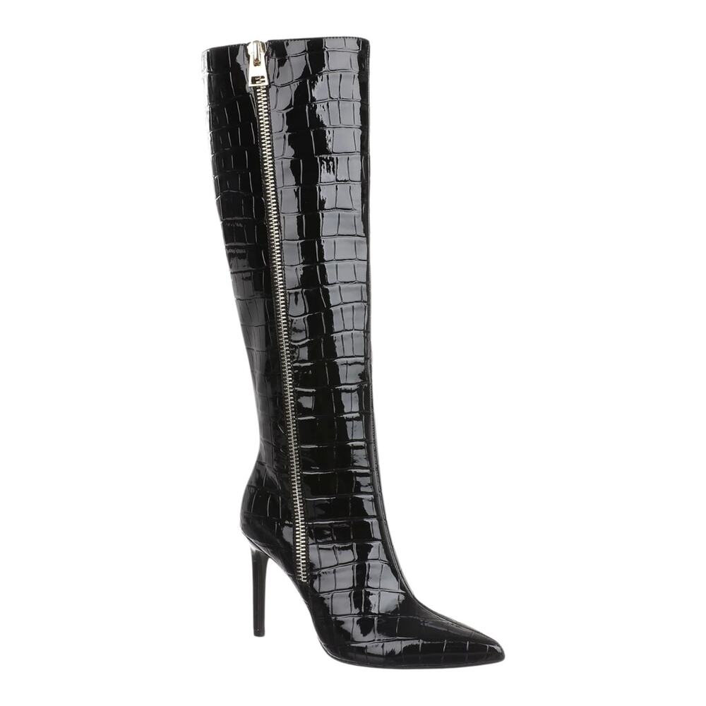 INC Women's Sabrinaa Zip High Heel Knee High Boots Black Croc Size 9